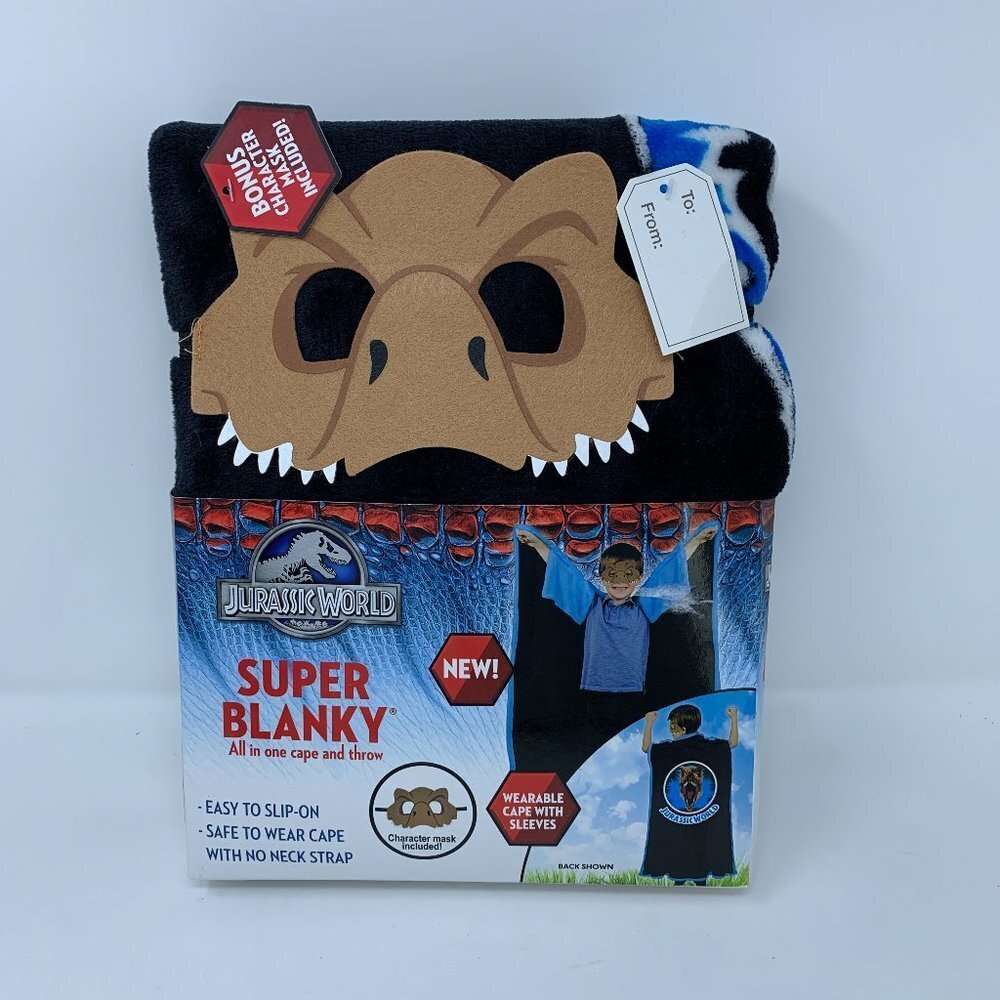 Jurassic World Dinosaur Super Blanky Kids Boys Blanket Throw 40x50 Cape‎ Mask